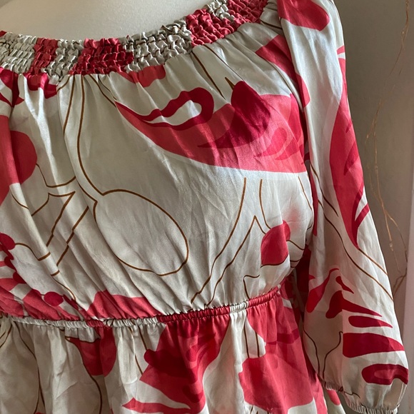 Red and Cream Colored Babydoll Tunic Top, 1X, by AGB Woman - Picture 2 of 5